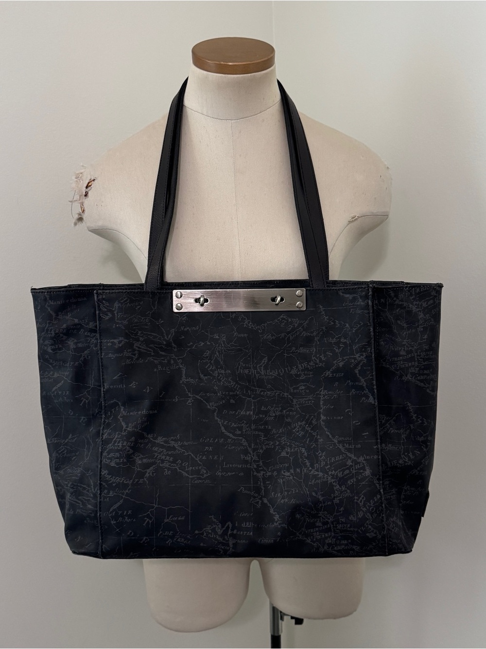 Patricia Nash Ria Tote Travel Bag w/ Map Print ~ Double Leather Handles Laptop